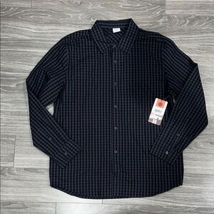 London Fog Men's Dark Checkered Button Down Shirt